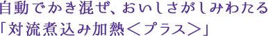 自動でかき混ぜ、おいしさがしみわたる「対流煮込み加熱<プラス>」