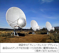 建設中の「アレン・テレスコープアレイ」。直径6mのアンテナを350並べて2005年に観測を始める。（提供：SETI Institute）