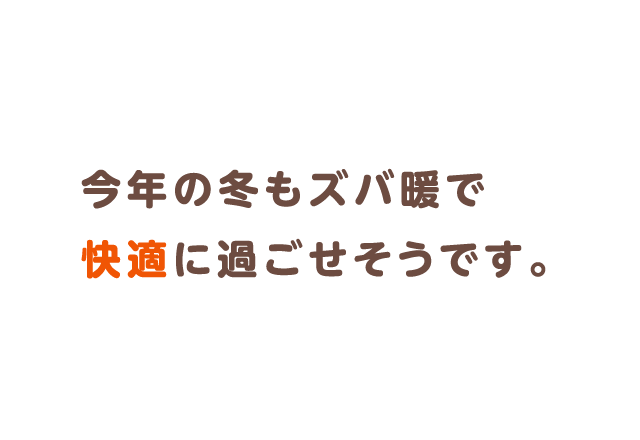 今年の冬もズバ騨で快適に過ごせそうです。