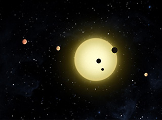 想像図：ケプラー宇宙望遠鏡によって恒星「ケプラー11」の 周りに6つの惑星が発見された。（提供：NASA/Tim Pyle）