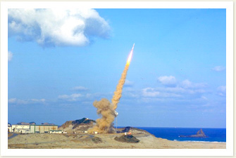 小型ロケット発射場から1980年に打ち上げられたLS-Cロケット。 （提供：JAXA）