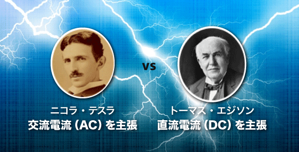 ニコラ・テスラ 交流電流(AC)を主張 VS トーマス・エジソン 直流電流(DC)を主張