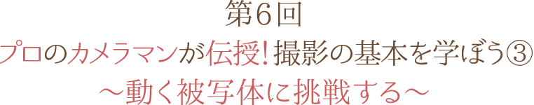 第6回 プロのカメラマンが伝授！ 撮影の基本を学ぼう③ ～動く被写体に挑戦する～