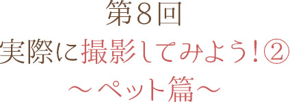 第8回 実際に撮影してみよう！② ～ペット篇～
