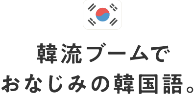 韓流ブームでおなじみの韓国語。