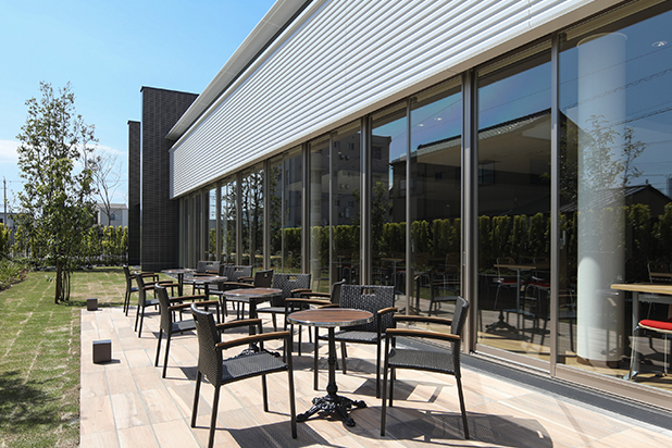 社員が集まる休憩スペースなどからも導入した在来樹種を確認できる