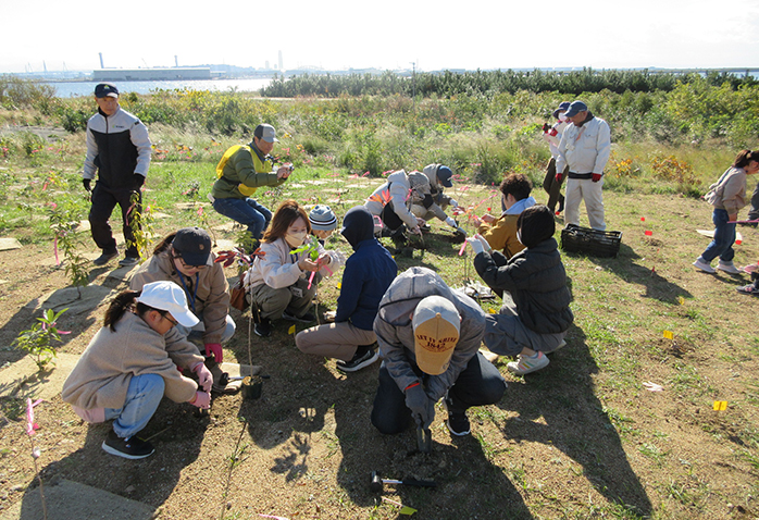 野外教室での植樹体験