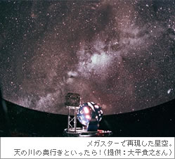 メガスターで再現したオーストラリアの星空。（提供：大平貴之さん）