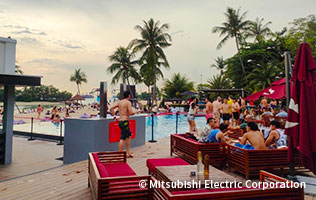 ビーチクラブで食事とお酒を堪能