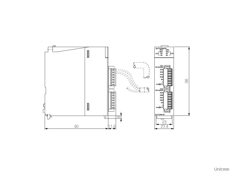 QJ71C24N-R4 ダウンロード(外形図・CAD) MELSEC-Q シーケンサ MELSEC 