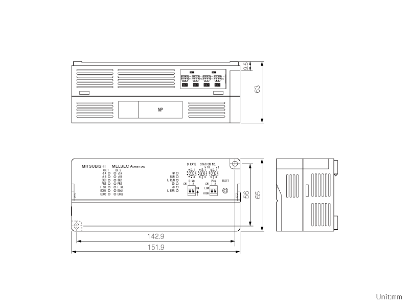 AJ65BT-D62 ダウンロード(外形図・CAD) シーケンサ MELSEC シーケンサ