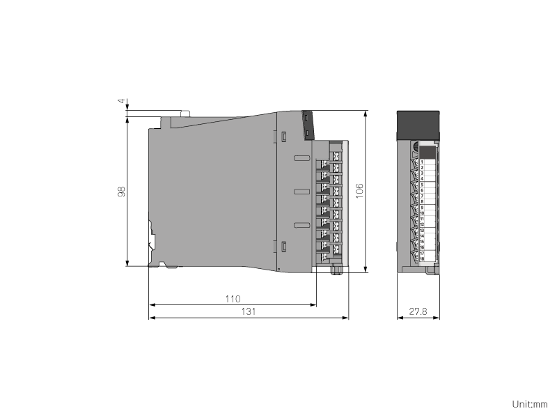 R60AD4 ダウンロード(外形図・CAD) MELSEC iQ-R シーケンサ MELSEC