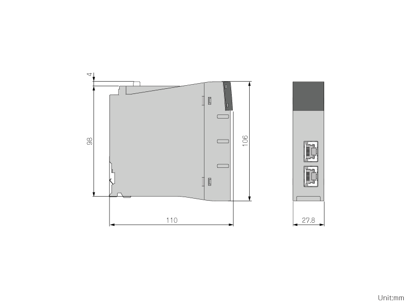 RJ71GN11-T2 ダウンロード(外形図・CAD) MELSEC iQ-R シーケンサ