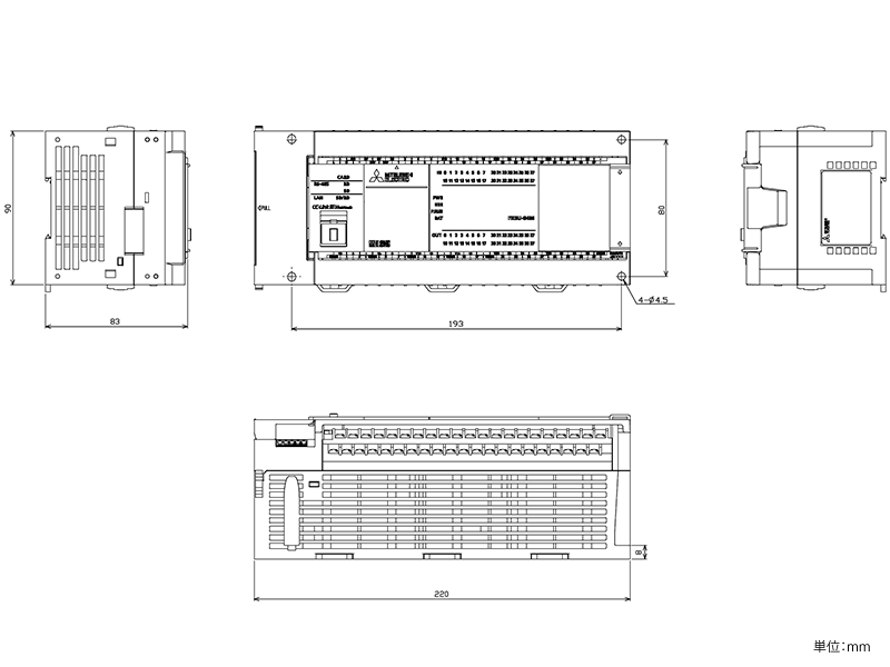 FX5U-64MR/ES ダウンロード(外形図・CAD) MELSEC iQ-F シーケンサ 