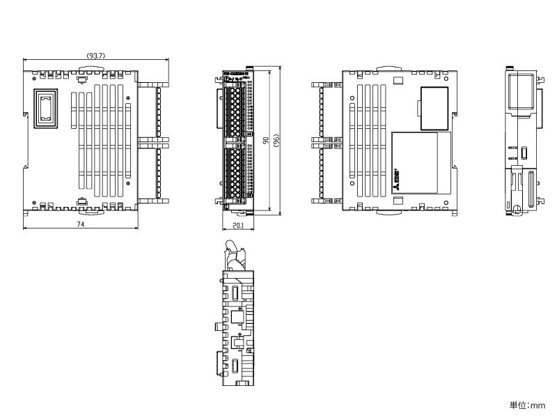 FX5-C32EX/DS-TS ダウンロード(外形図・CAD) MELSEC iQ-F シーケンサ 