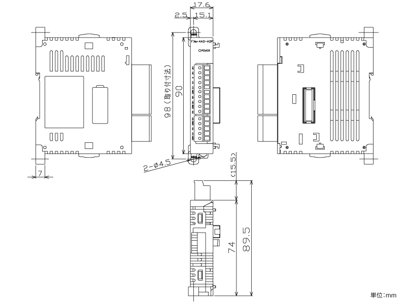 FX3U-4AD-ADP ダウンロード(外形図・CAD) MELSEC-F シーケンサ MELSEC 仕様から探す｜三菱電機 FA