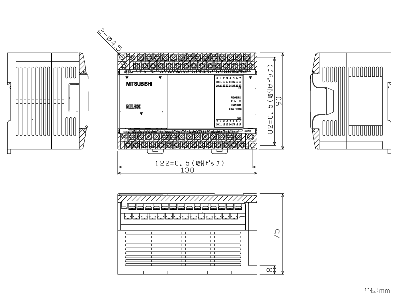 FX1N-40MR ダウンロード(外形図・CAD) MELSEC-F シーケンサ MELSEC 