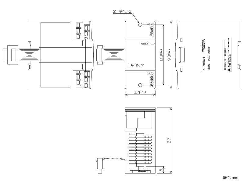 FX2N-16EYR ダウンロード(外形図・CAD) MELSEC-F シーケンサ MELSEC 