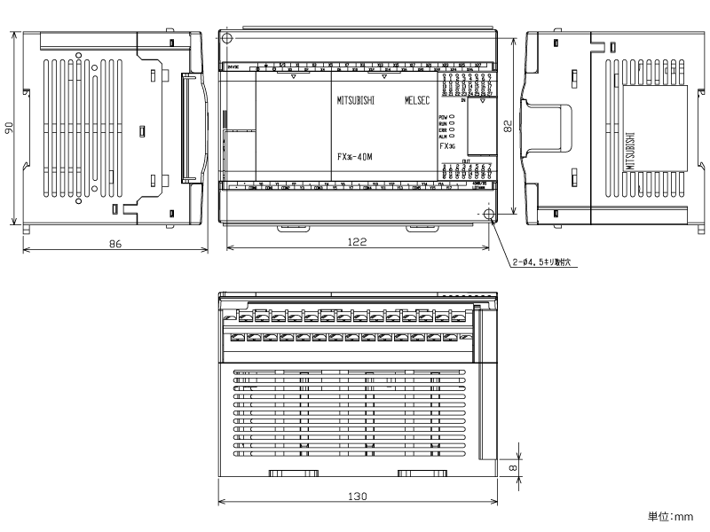 FX3G-40MR/DS ダウンロード(外形図・CAD) MELSEC-F シーケンサ MELSEC 