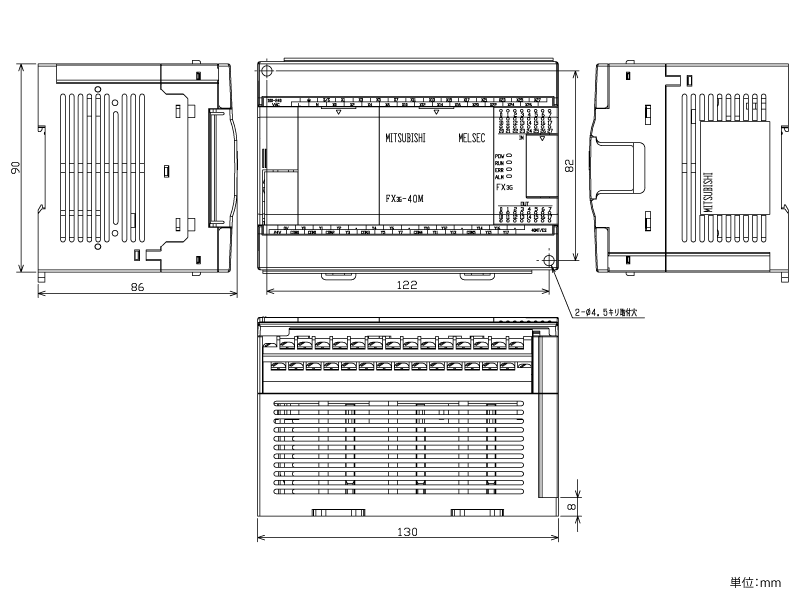 FX3G-40MT/ES ダウンロード(外形図・CAD) シーケンサ MELSEC