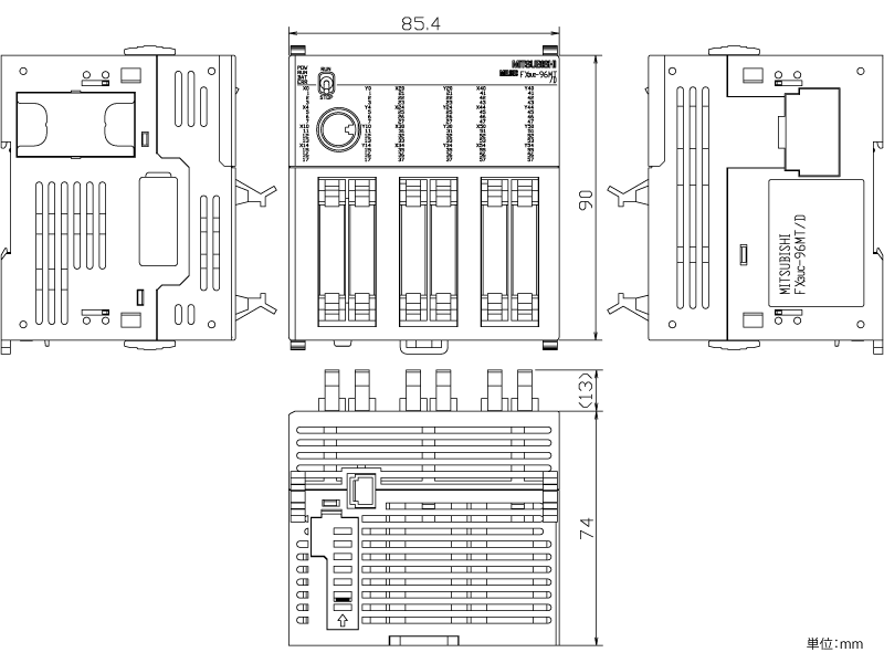 FX3UC-96MT/D ダウンロード(外形図・CAD) MELSEC-F シーケンサ MELSEC