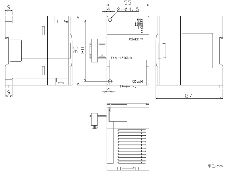 FX3U-16CCL-M ダウンロード(外形図・CAD) MELSEC-F シーケンサ MELSEC 仕様から探す｜三菱電機 FA
