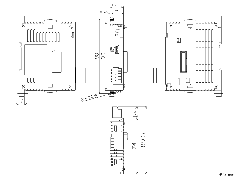 FX3U-485ADP-MB ダウンロード(外形図・CAD) MELSEC-F シーケンサ 