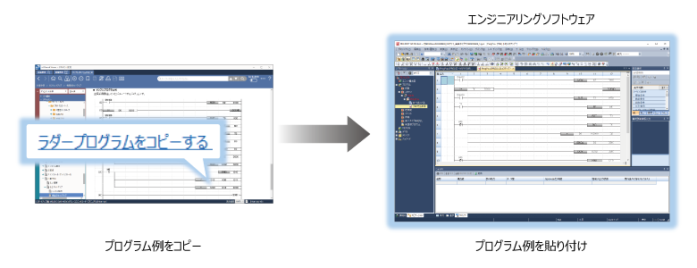 ラダープログラムをコピーして、GX Works3へ貼り付け