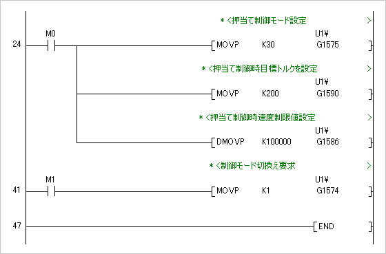 GX Works2のシーケンスプログラム