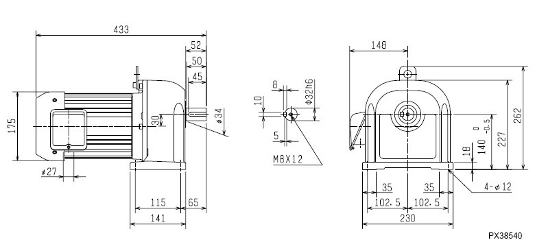 三菱電機 ギヤードモータ GM-SP 0.75KW 4P 200V (GM-SP-750W-1-3) 通販 