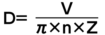 D=V／π×n×Z