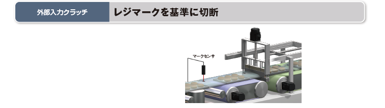 外部入力クラッチ：レジマークを基準に切断