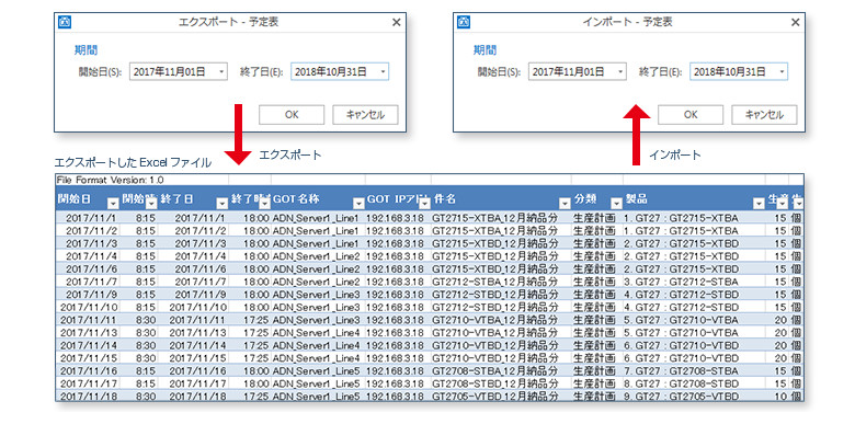 予定表のエクスポート/インポート