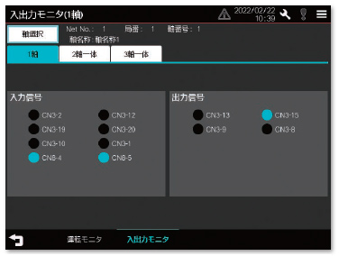 入出力モニタ画面 *1軸用