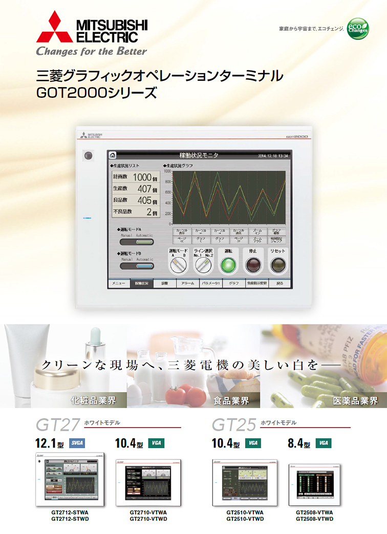 三菱電機 GT2708-VTBA GOT2000 GOT本体 (8.4型) (解像度 640×480) (AC100-240V) (パネル色 - 2