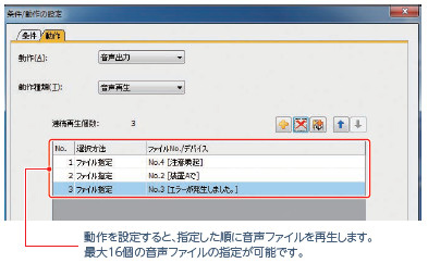 連続再生の設定も簡単(スイッチ、トリガアクションで設定可能)