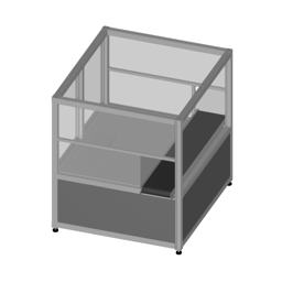 Robot enclosure with conveyor belt
