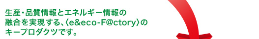 生産・品質情報とエネルギー情報の融合を実現する、〈e&eco-F@ctory〉のキープロダクツです。
