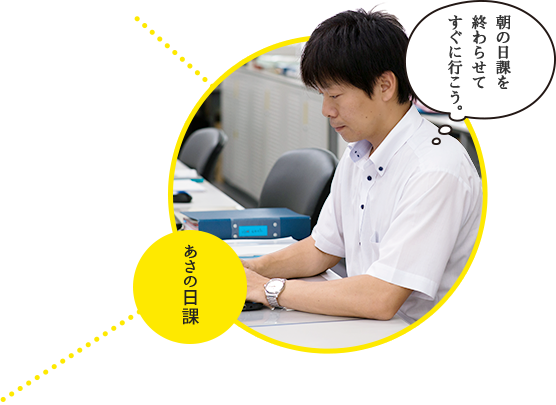 あさの日課 朝の日課を終わらせてすぐに行こう。