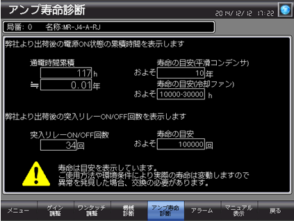 図９．アンプ寿命診断画面