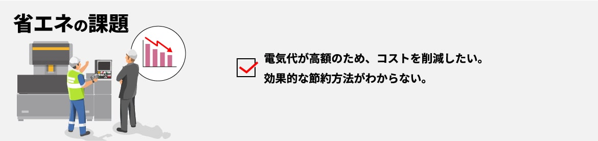 省エネの課題 電気代が高額のため、コストを削減したい。効果的な節約方法がわからない。