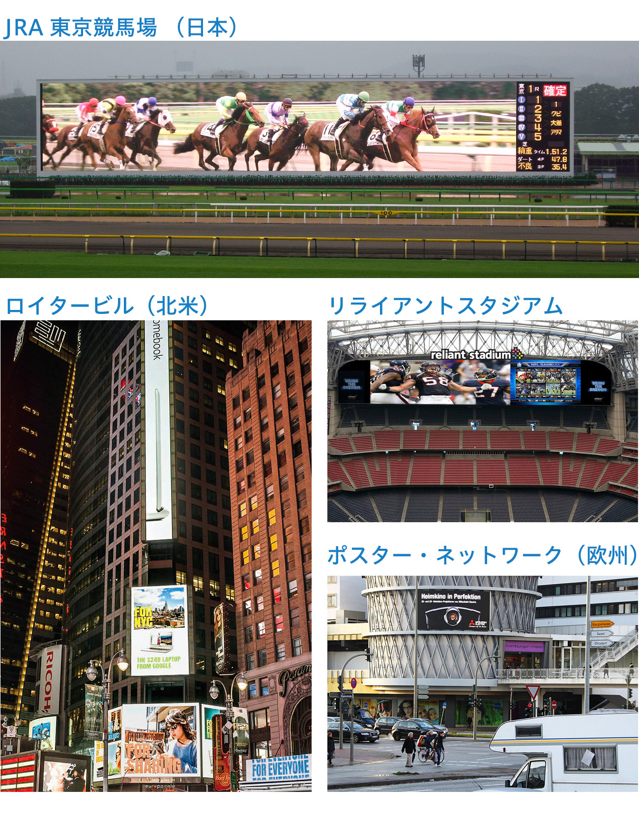 豊富な納入実績のある大型映像表示装置