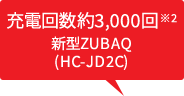 充電回数約3,000回※2新型ZUBAQ(HC-JD2C)