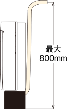 床置用ドレンアップメカ 据え付け設置例イメージ図 最大800mm