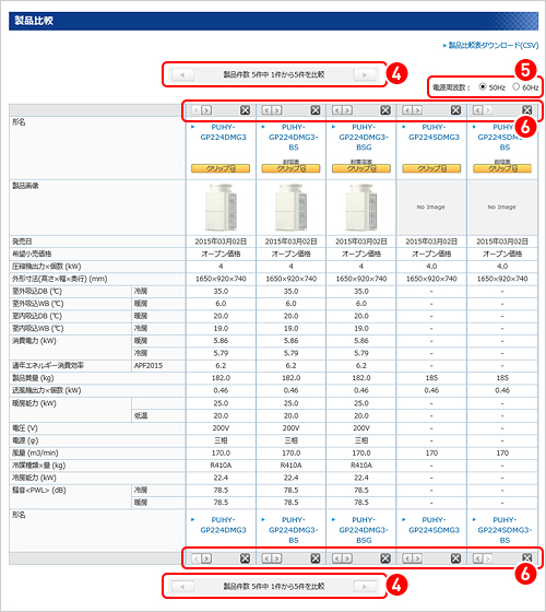 製品比較一覧 イメージ