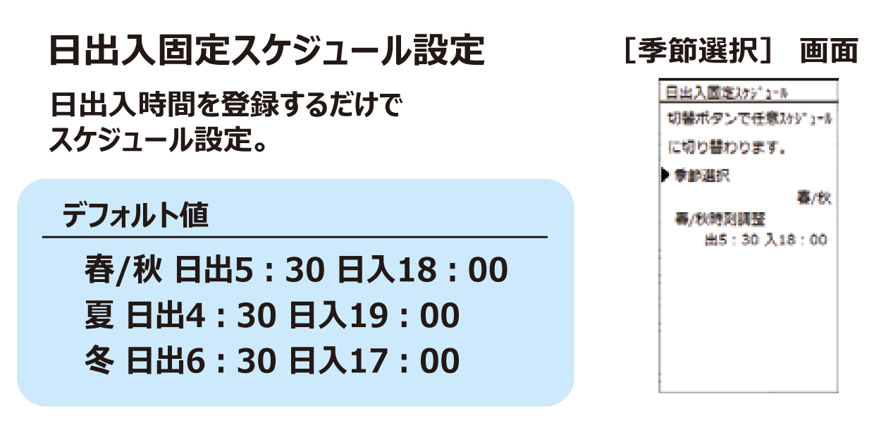 日出入固定スケジュール設定