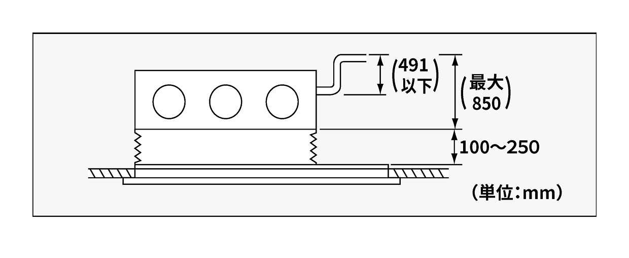 揚程850mmの説明図