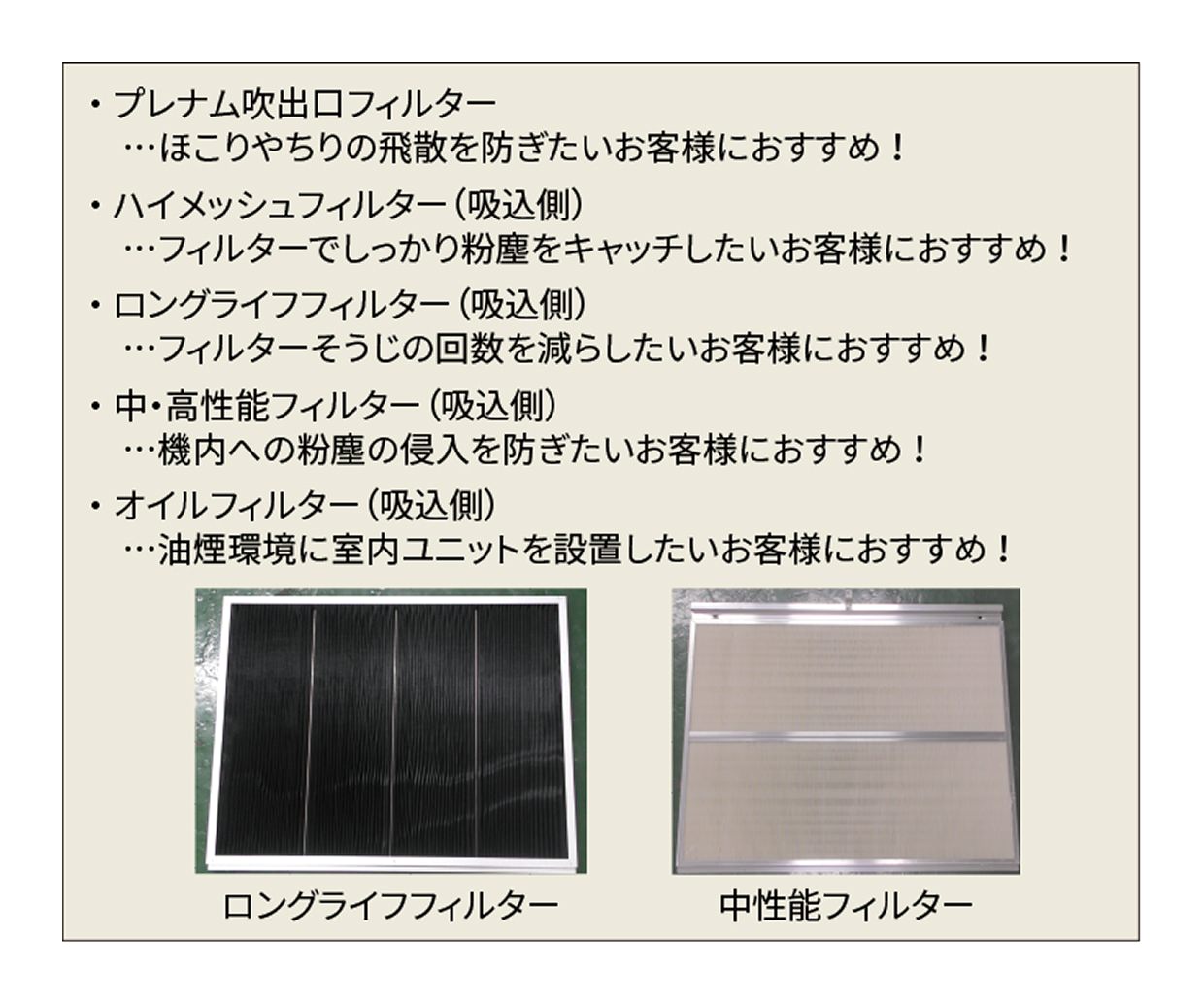 フィルター選定のポイントのイメージ図