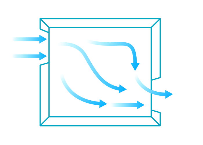 イラスト: 窓を対角線上に開ける