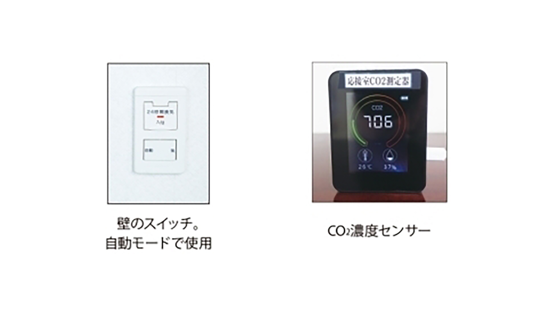 壁スイッチとCO2濃度センサー